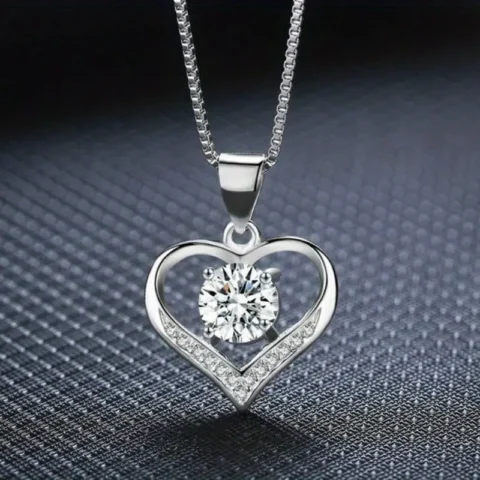 925 Silver Plated Heart Necklace
