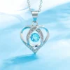 Blue Rhinestone Heart Necklace
