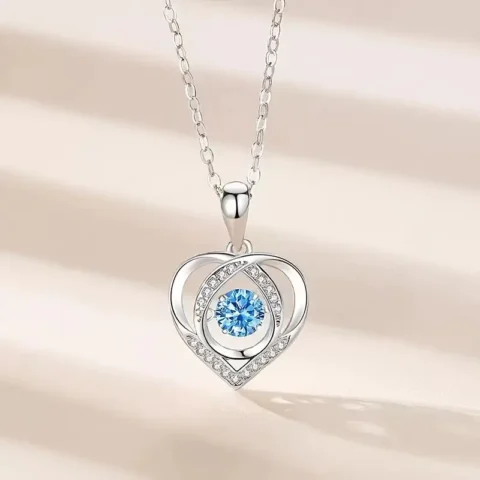 Blue Rhinestone Heart Necklace