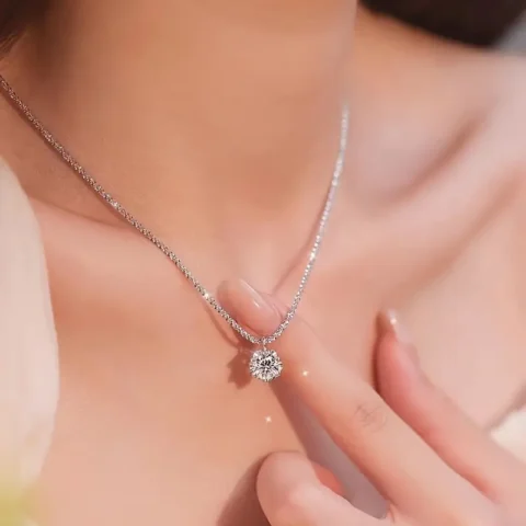 Elegant Silvery-Plated Sparkling Zirconia Pendant