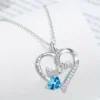 I Love Mother Heart Pendant Necklace with Acrylic Accents
