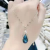 Stylish Blue Faux Crystal Pendant Necklace