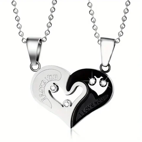1 Pair Metal Love Heart Couple Necklace