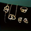 5Pcs Golden Heart Jewelry Set - Jewel Land 5pcs Golden Heart Jewelry Set For Women