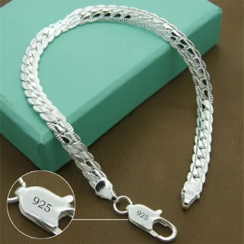 925 Silvery Plating Full Side Fashion Bracelet
