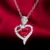 Silver and Red Heart & Rose Pendant Necklace with Cubic Zirconia