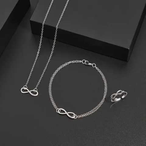 Set of 3 Infinity symbols (Necklace, Ring and Bracelet)